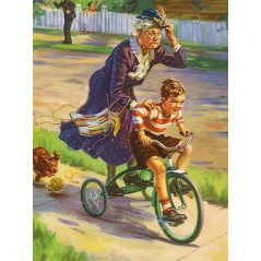 Großeltern und Enkelkinder auf Fahrrädern- Von 13,08 €
