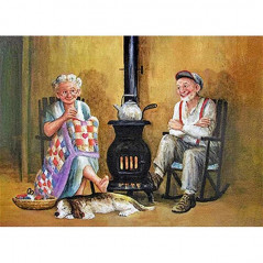 Älteres Paar Am Feuer